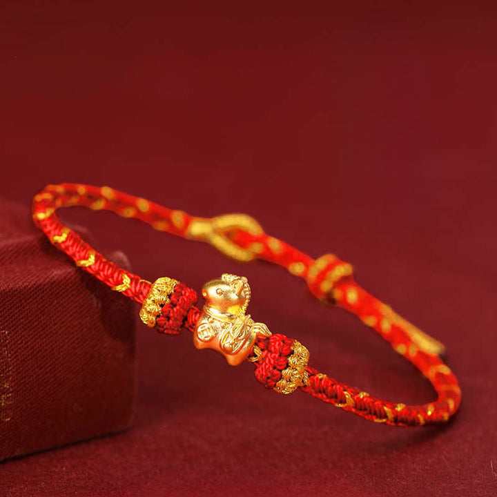 Buddha Stones 999 Gold Year Of The Horse Braided String Rope Luck Adjustable Bracelet - image 12