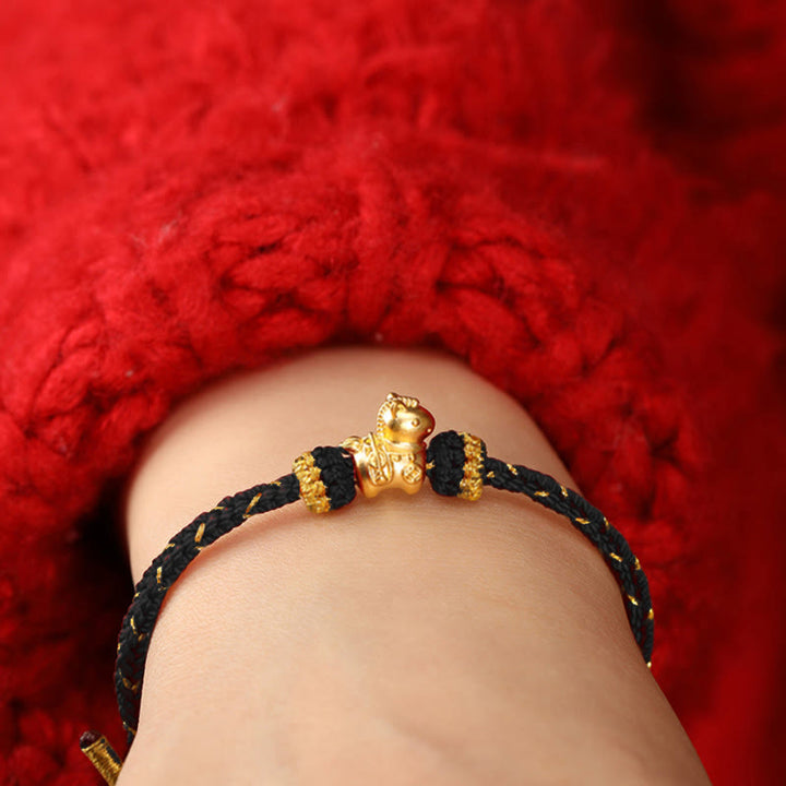Buddha Stones 999 Gold Year Of The Horse Braided String Rope Luck Adjustable Bracelet - image 17