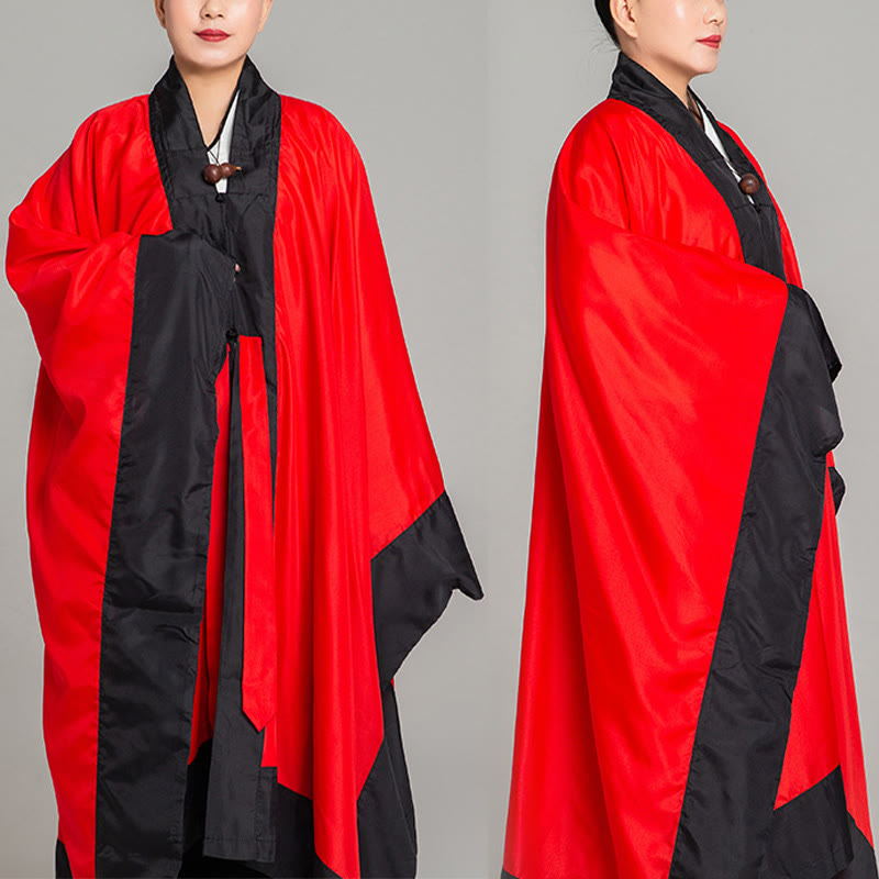 Buddha Stones Wudang Solid Color Long Wide Sleeve Unisex Taoist Robe Kimono For Qigong Tai Chi Ceremony - Red - 2XL-FIT FOR US/UK/AU/EU-XL - image 11