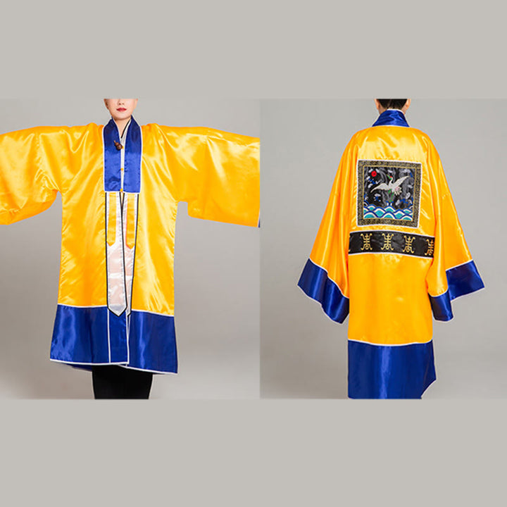 Buddha Stones Wudang Crane Embroidery Long Wide Sleeve Unisex Taoist Robe Gown Kimono For Qigong Tai Chi Ceremony - image 11