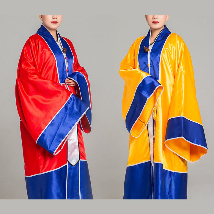 Buddha Stones Wudang Crane Embroidery Long Wide Sleeve Unisex Taoist Robe Gown Kimono For Qigong Tai Chi Ceremony - image 0