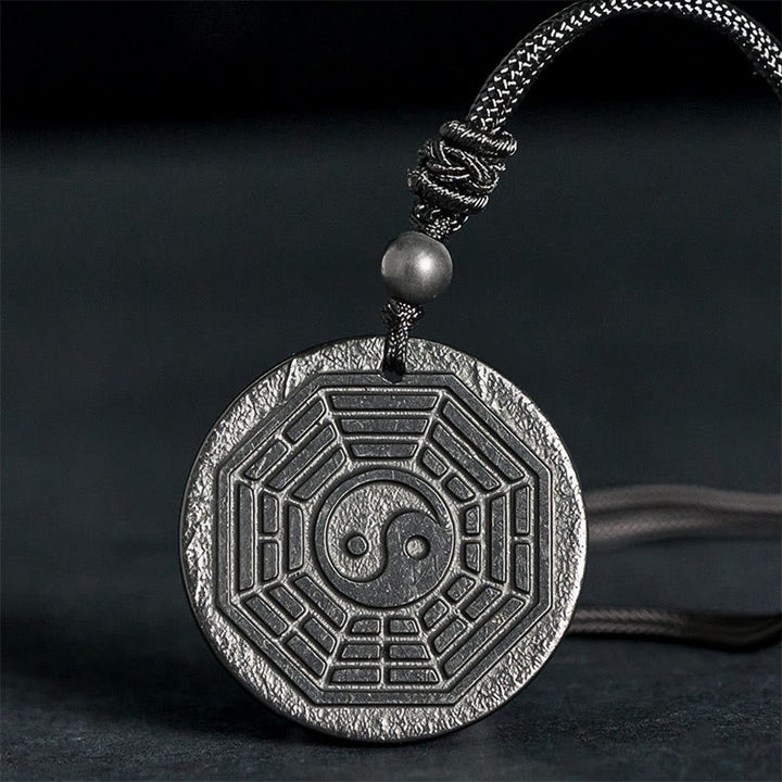 Buddha Stones Authentic Shungite Stone Yin Yang Bagua Protection Necklace Pendant - Shungite Stone(Protection ♥ Grounding) - 35-40mm - image 0