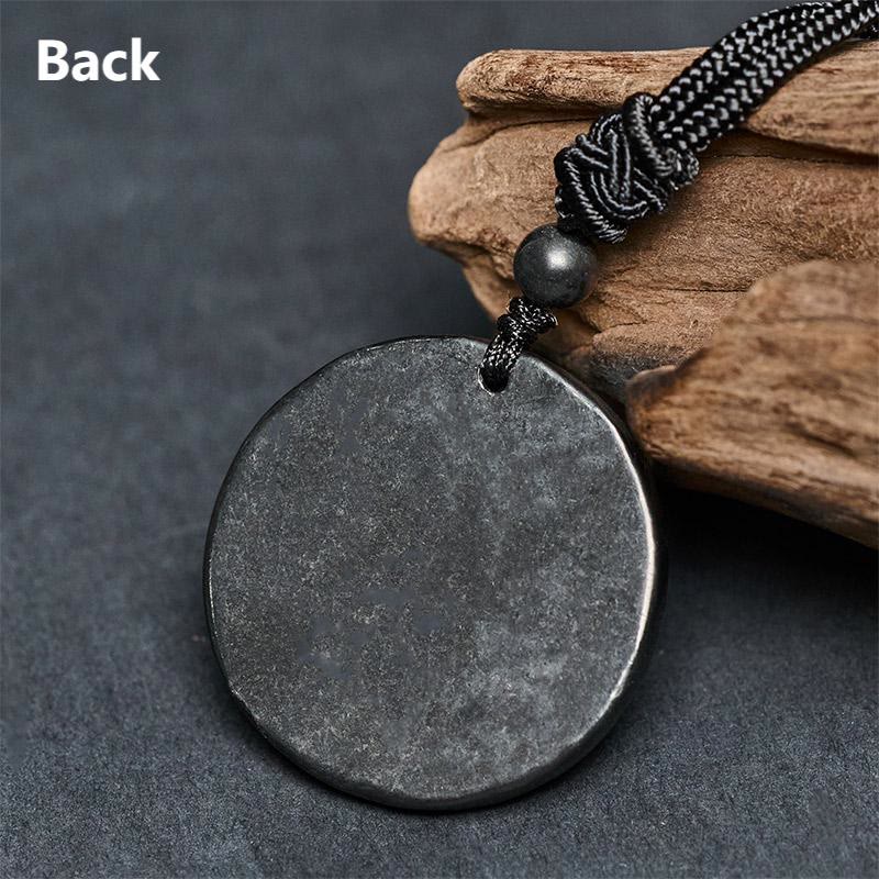 Buddha Stones Natural Authentic Shungite Stone Carved Yin Yang Protection Necklace Pendant - image 9