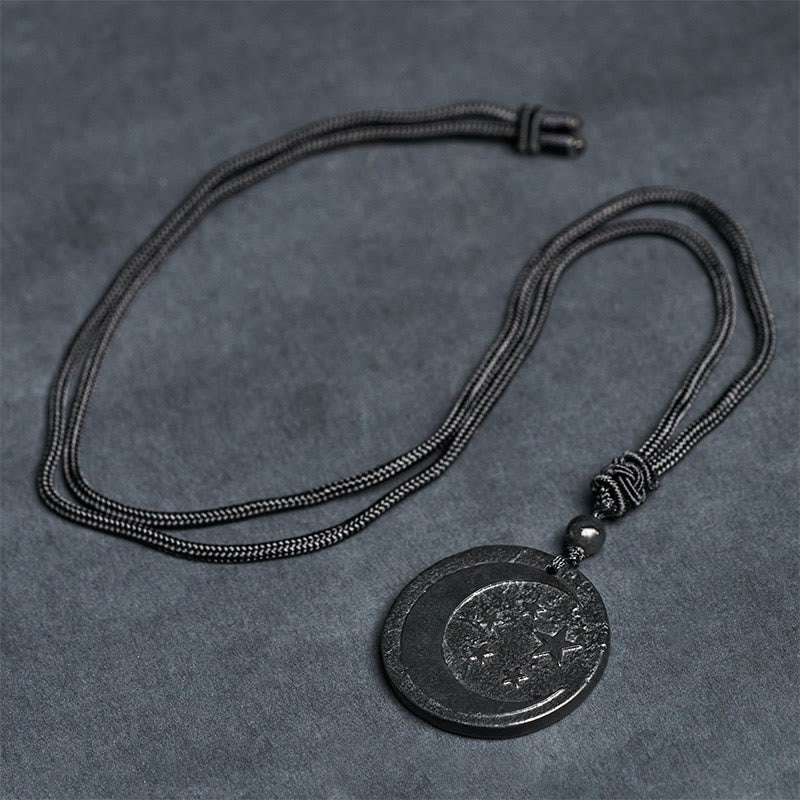 Buddha Stones Moon Star Round Design Authentic Shungite Stone Protection Necklace Pendant - image 7