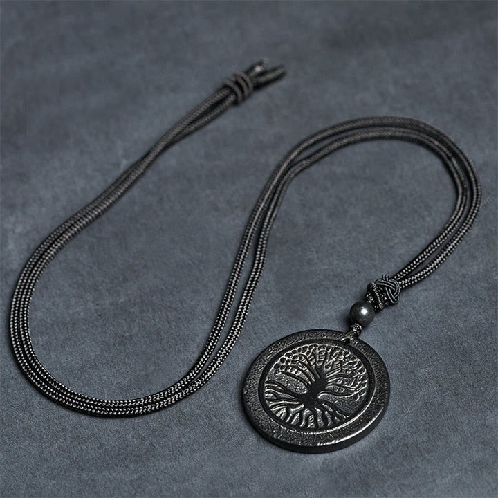 Buddha Stones The Tree of Life Carving Pattern Authentic Shungite Stone Protection Necklace Pendant - image 8