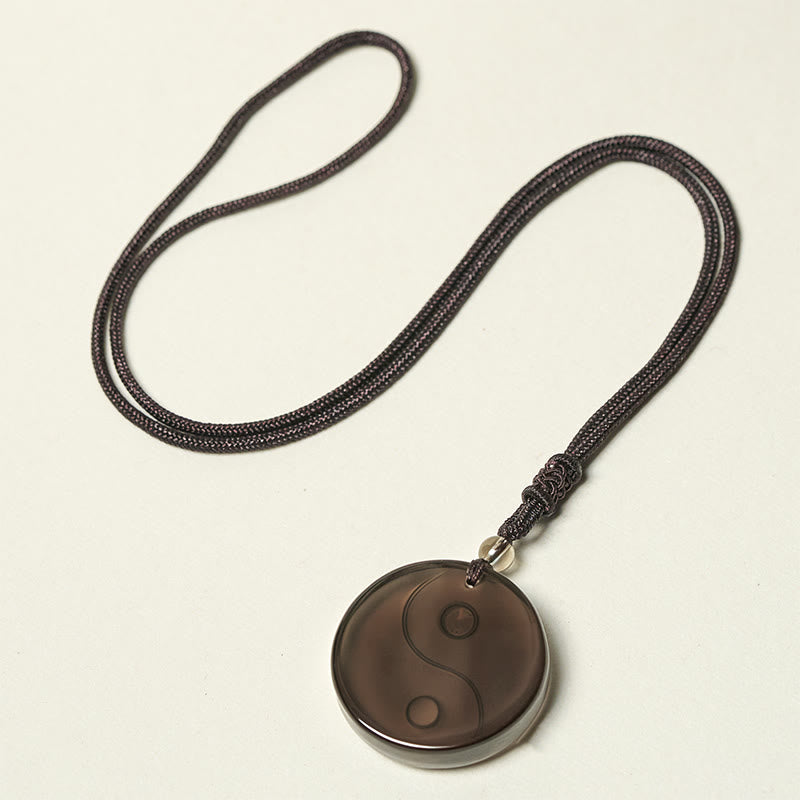 Buddha Stones Yin Yang Symbol Ice Obsidian Positive Necklace Pendant - image 6