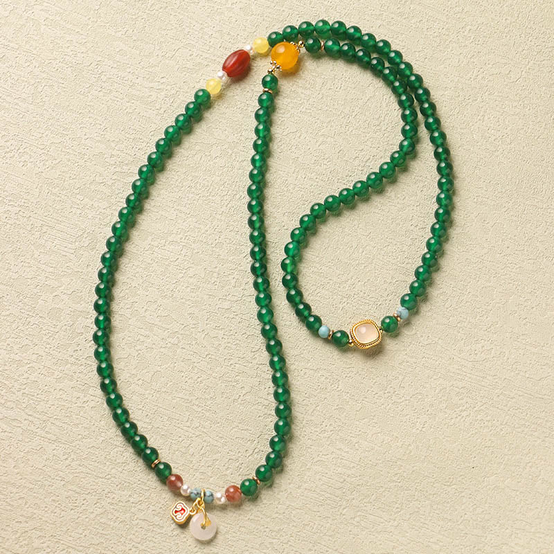 Buddha Stones Peace Buckle Green Agate Power Support Tibet Mala - image 3