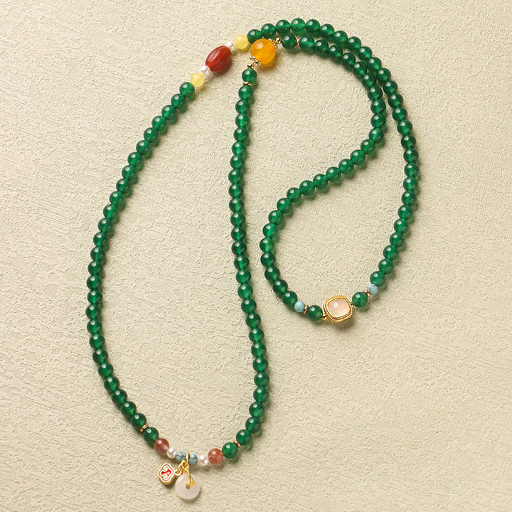 Buddha Stones Peace Buckle Green Agate Power Support Tibet Mala - image 3