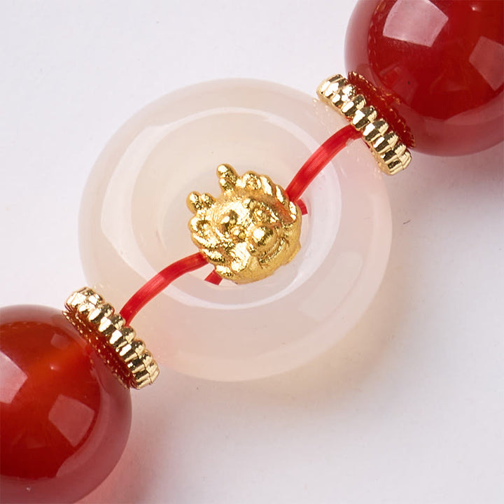 Buddha Stones Chinese Zodiac Year Of The Horse Peace Buckle Red Agate White Chalcedony Confidence Bracelet - image 19