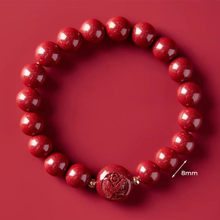 Buddha Stones Chinese Zodiac Year Of The Horse Carved Cinnabar Peaceful Blessing Bracelet - 8mm Rooster - image 36