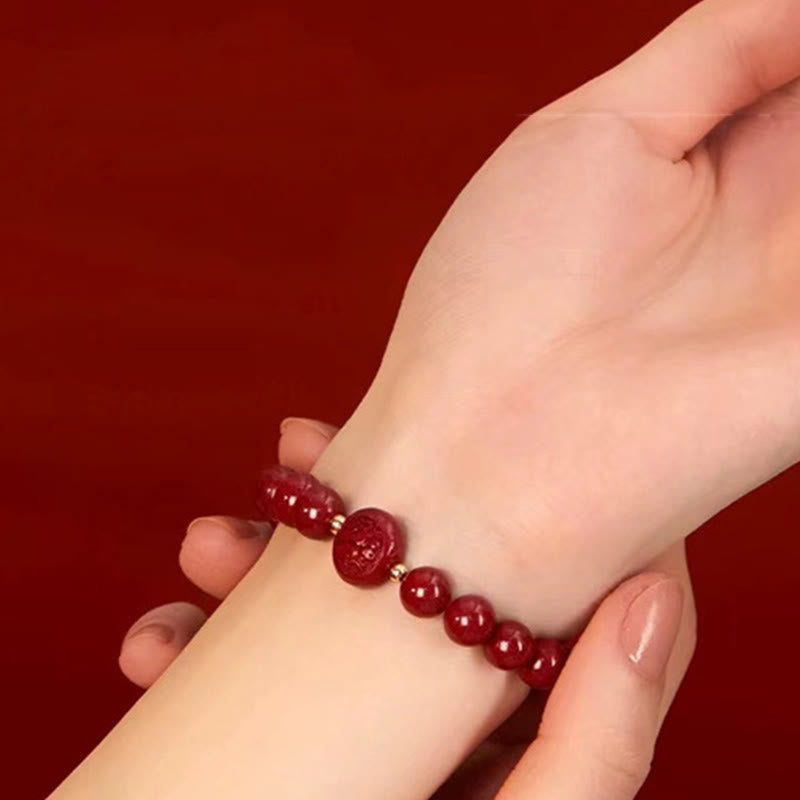 Buddha Stones Chinese Zodiac Year Of The Horse Carved Cinnabar Peaceful Blessing Bracelet - image 43