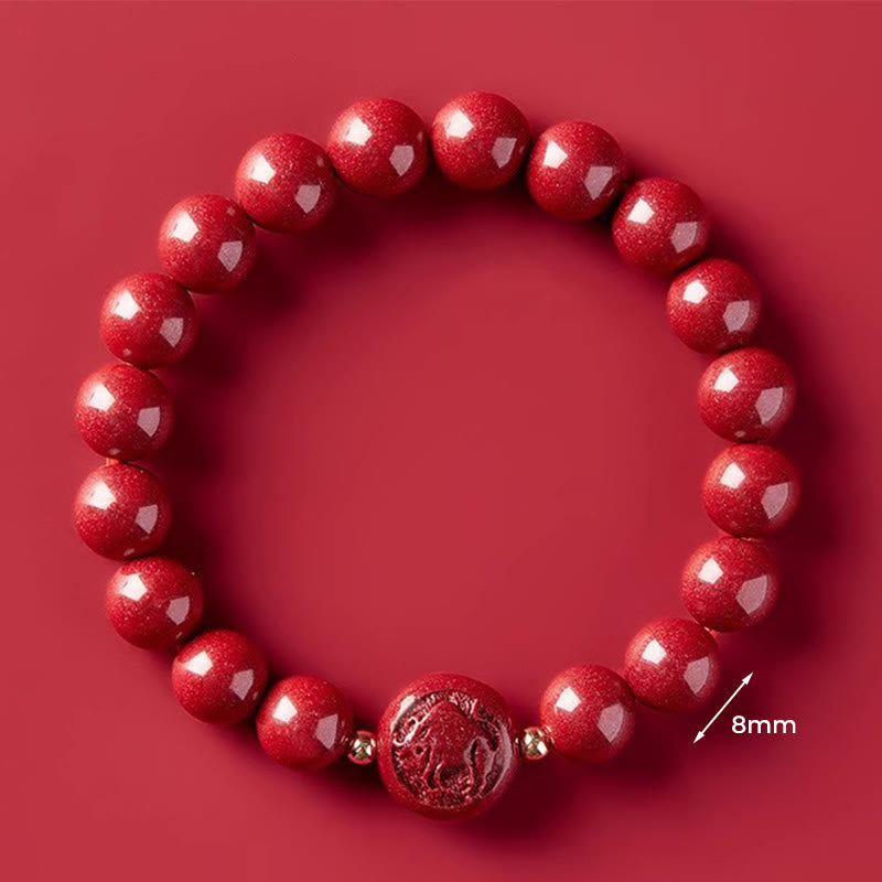 Buddha Stones Chinese Zodiac Year Of The Horse Carved Cinnabar Peaceful Blessing Bracelet - 8mm Ox - image 29