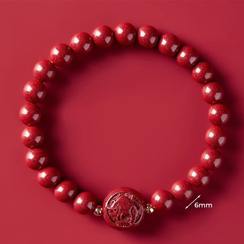 Buddha Stones Chinese Zodiac Year Of The Horse Carved Cinnabar Peaceful Blessing Bracelet - 6mm Ox - image 15
