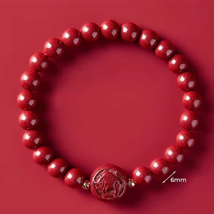 Buddha Stones Chinese Zodiac Year Of The Horse Carved Cinnabar Peaceful Blessing Bracelet - 6mm Ox - image 15