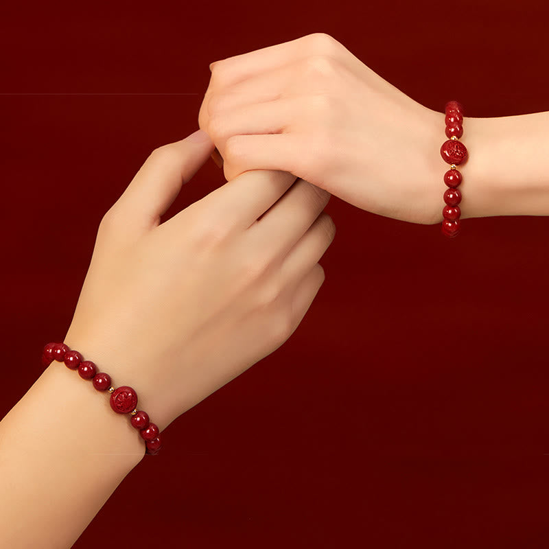 Buddha Stones Chinese Zodiac Year Of The Horse Carved Cinnabar Peaceful Blessing Bracelet - image 44