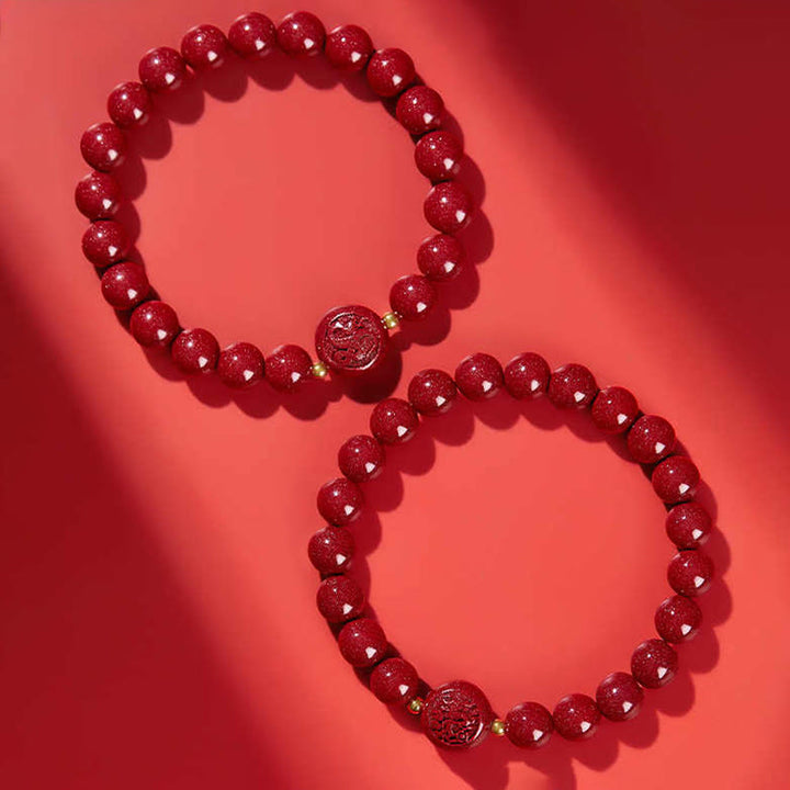 Buddha Stones Chinese Zodiac Year Of The Horse Carved Cinnabar Peaceful Blessing Bracelet - image 41