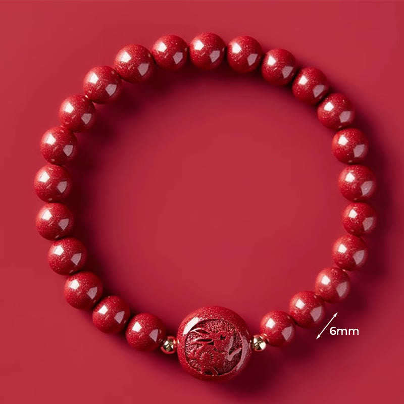 Buddha Stones Chinese Zodiac Year Of The Horse Carved Cinnabar Peaceful Blessing Bracelet - 6mm Rabbit - image 17