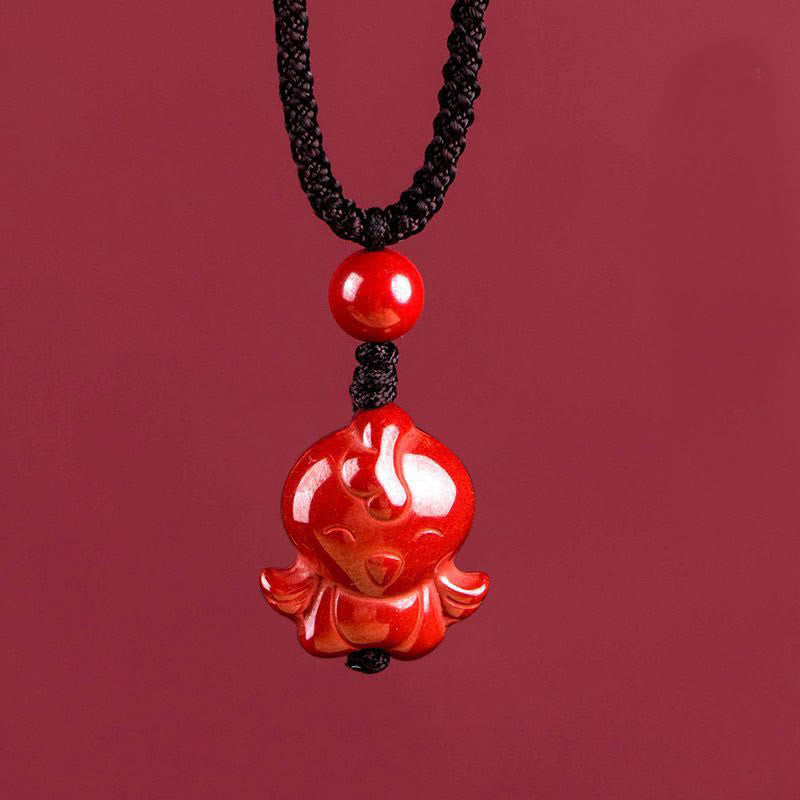 Buddha Stones Year Of The Horse Chinese Zodiac Engraved Design Cinnabar Blessing Rope Necklace Pendants - Rooster - image 34