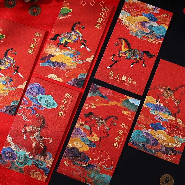 Buddha Stones Year Of The Horse 2026 New Year Blessings 6pcs Chinese Red Envelope - image 18