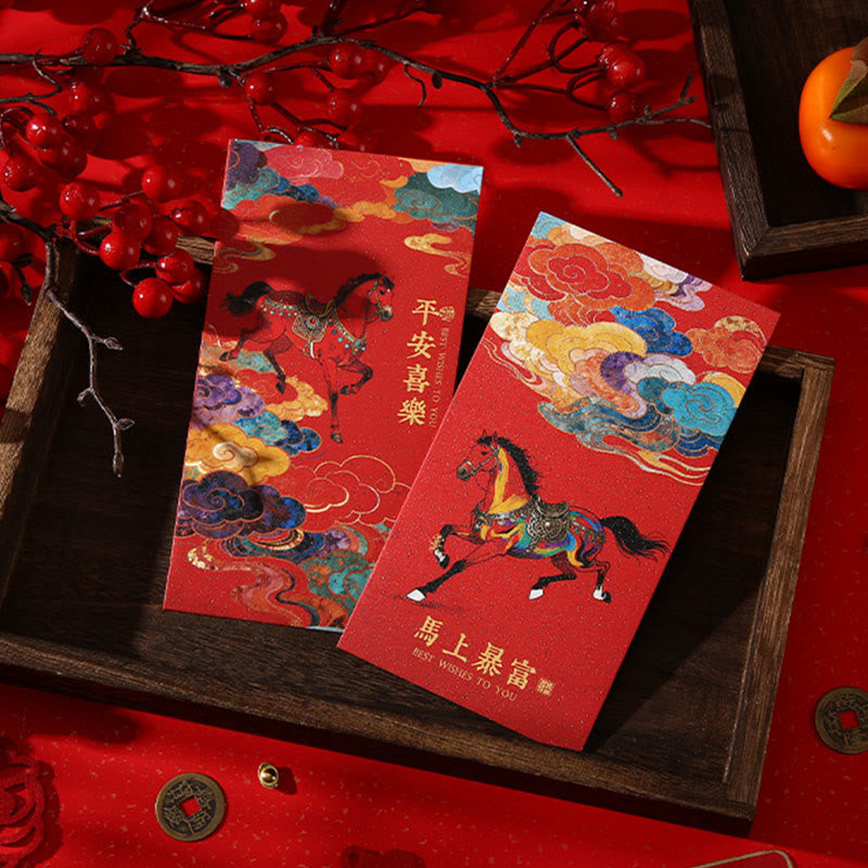 Buddha Stones Year Of The Horse 2026 New Year Blessings 6pcs Chinese Red Envelope - image 15