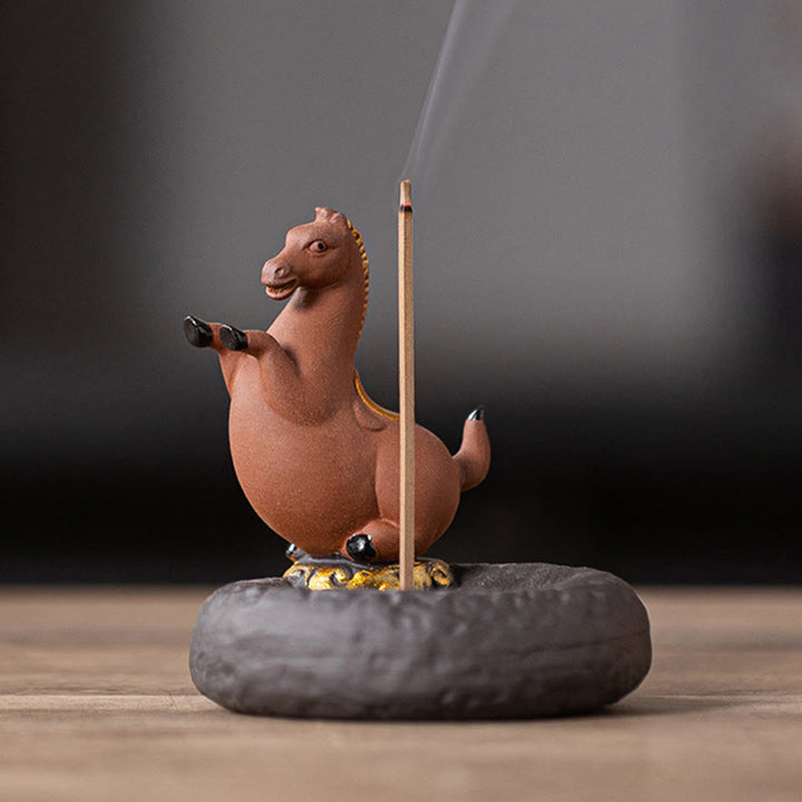 Buddha Stones Year Of The Horse 2026 New Year Home Decoration Incense Burner - Brown Standing Horse(7.4*7.4*7.2CM) - image 4