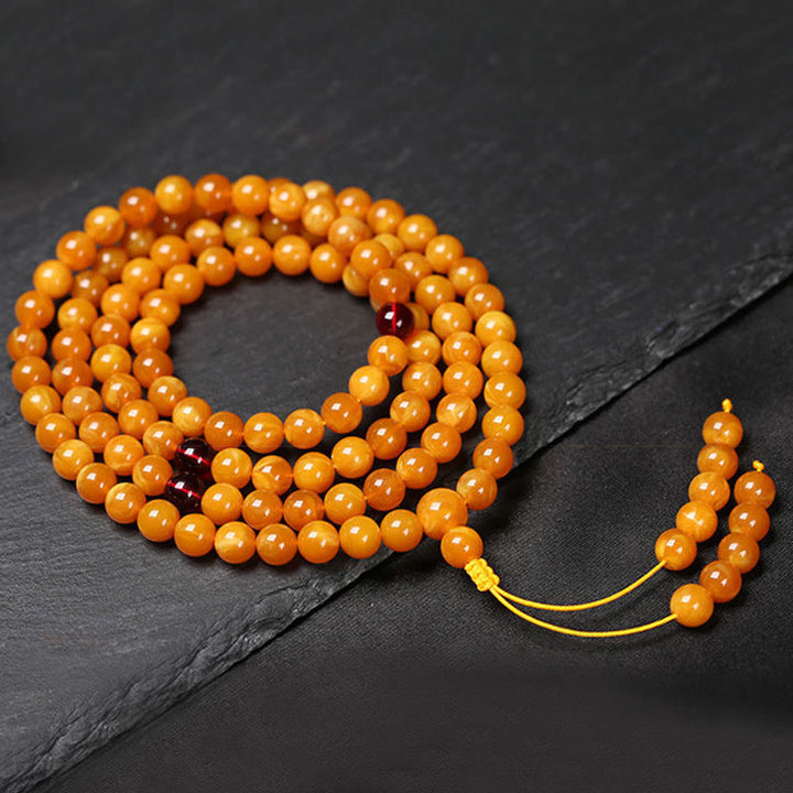 Buddha Stones Tibetan Amber Round Bead Mala - 8mm - image 3