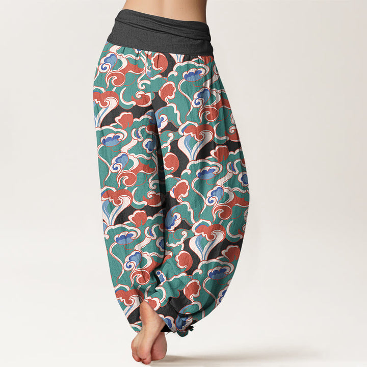 Buddha Stones Pure Cotton Small Clouds Gathered Women's Elastic Waist Harem Pants - image 6