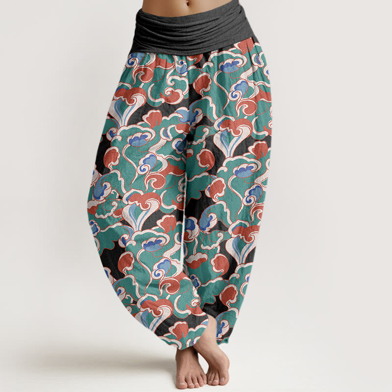 Buddha Stones Pure Cotton Small Clouds Gathered Women's Elastic Waist Harem Pants - Black - US16，UK/AU20，EU48 (3XL) - image 5