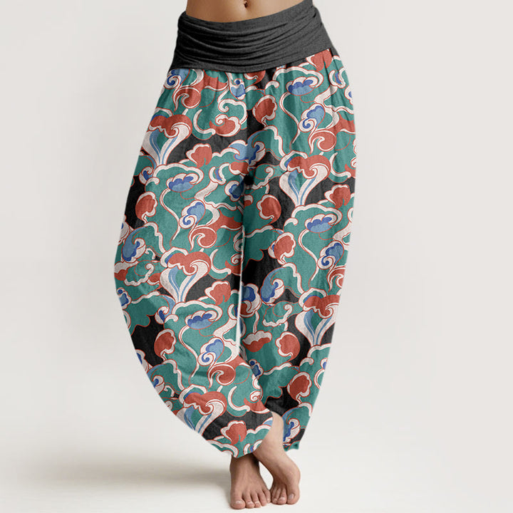 Buddha Stones Pure Cotton Small Clouds Gathered Women's Elastic Waist Harem Pants - Black - US16，UK/AU20，EU48 (3XL) - image 5