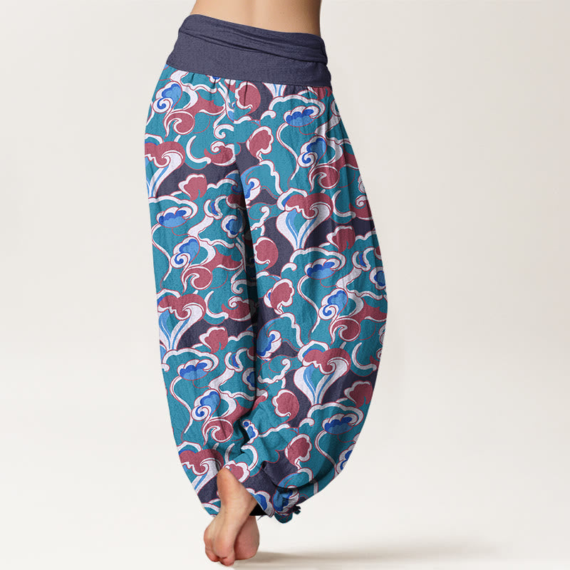 Buddha Stones Pure Cotton Small Clouds Gathered Women's Elastic Waist Harem Pants - image 9