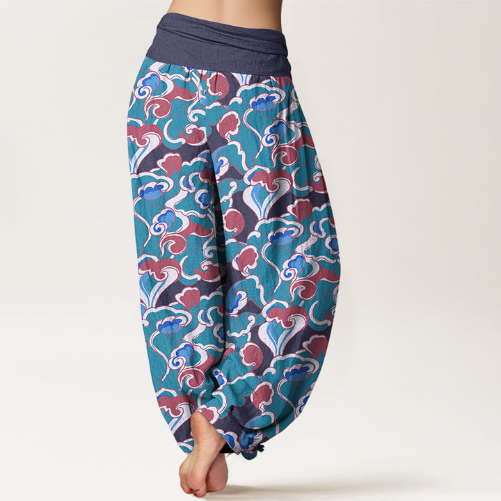 Buddha Stones Pure Cotton Small Clouds Gathered Women's Elastic Waist Harem Pants - image 9