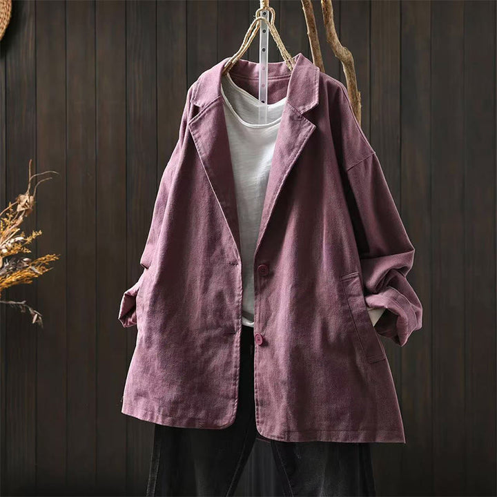 Buddha Stones Spring Fall Buttons Lapel Collar Long Sleeve Mid-length Women's Jacket With Pockets - PaleVioletRed - US4-8/10，UK/AU8-12/14，EU36-40/42 (F) - image 22
