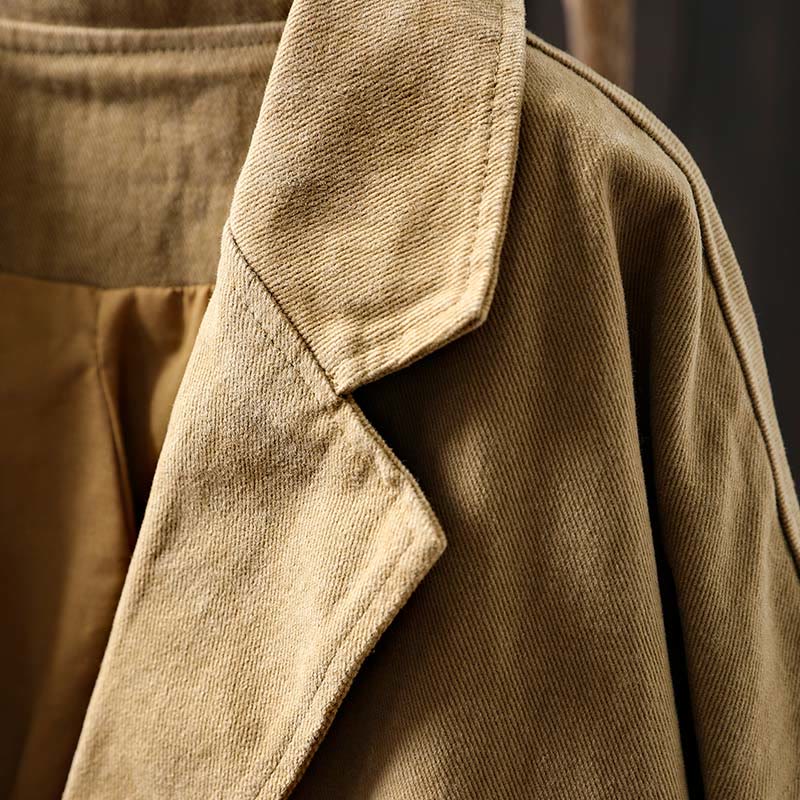 Buddha Stones Spring Fall Buttons Lapel Collar Long Sleeve Mid-length Women's Jacket With Pockets - image 5