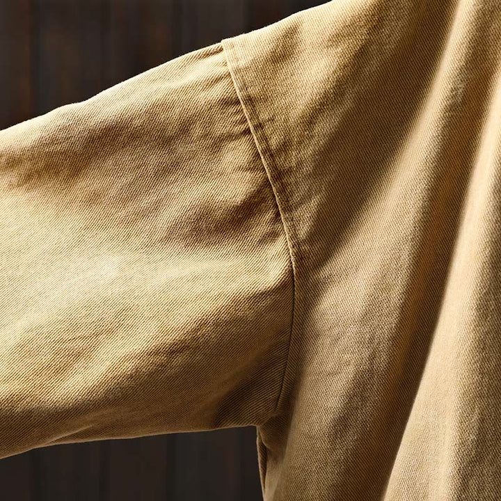 Buddha Stones Spring Fall Buttons Lapel Collar Long Sleeve Mid-length Cotton Women's Jacket With Pockets - image 9