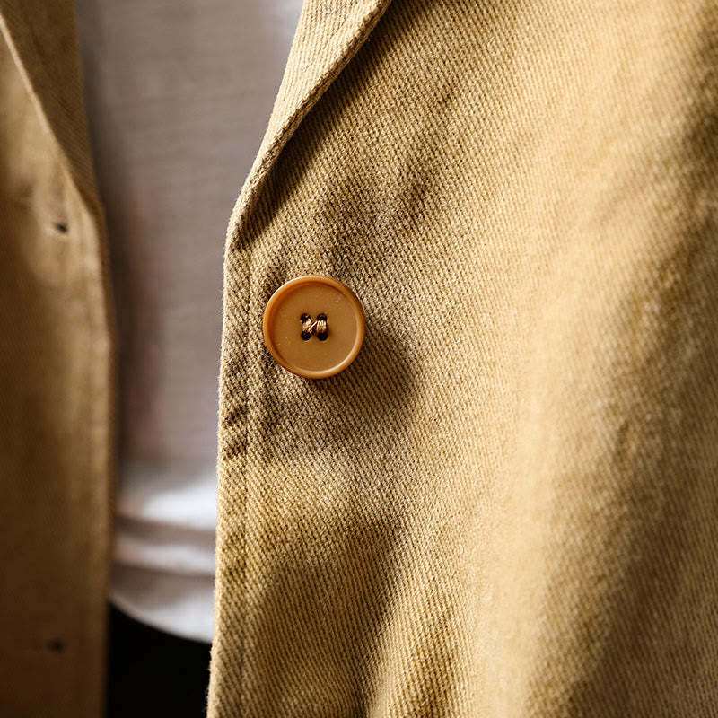 Buddha Stones Spring Fall Buttons Lapel Collar Long Sleeve Mid-length Cotton Women's Jacket With Pockets - image 8