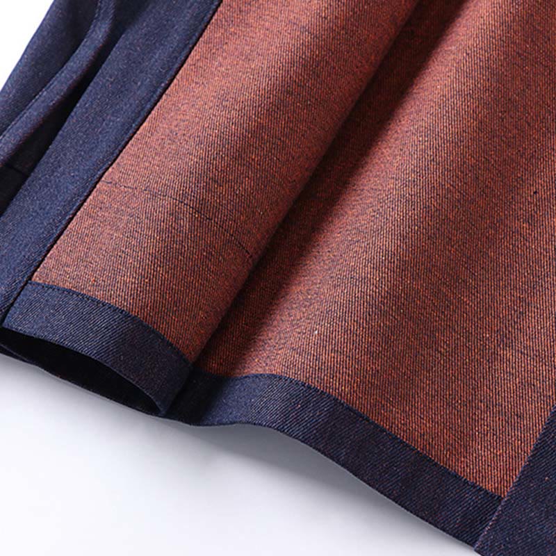 Buddha Stones Solid Lace-up Open Front Three Quarter Sleeve Jacket Men's Denim Cotton Kimono - image 7