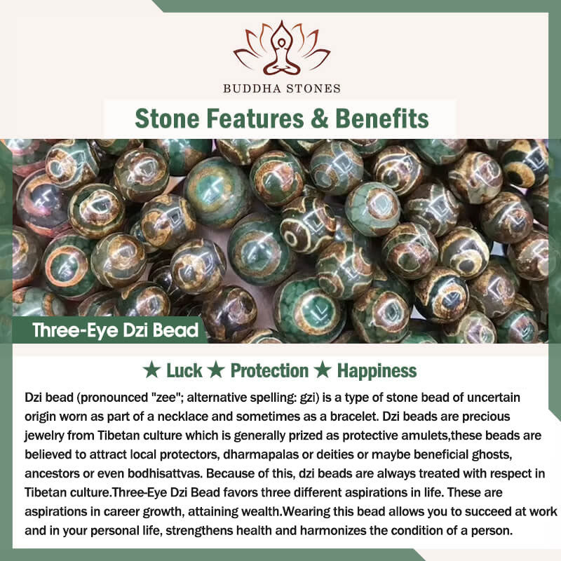 Buddha Stones Tibetan 108 Beads Bodhi Seed Three-eyed Dzi Bead Auspiciousness Mala - image 2