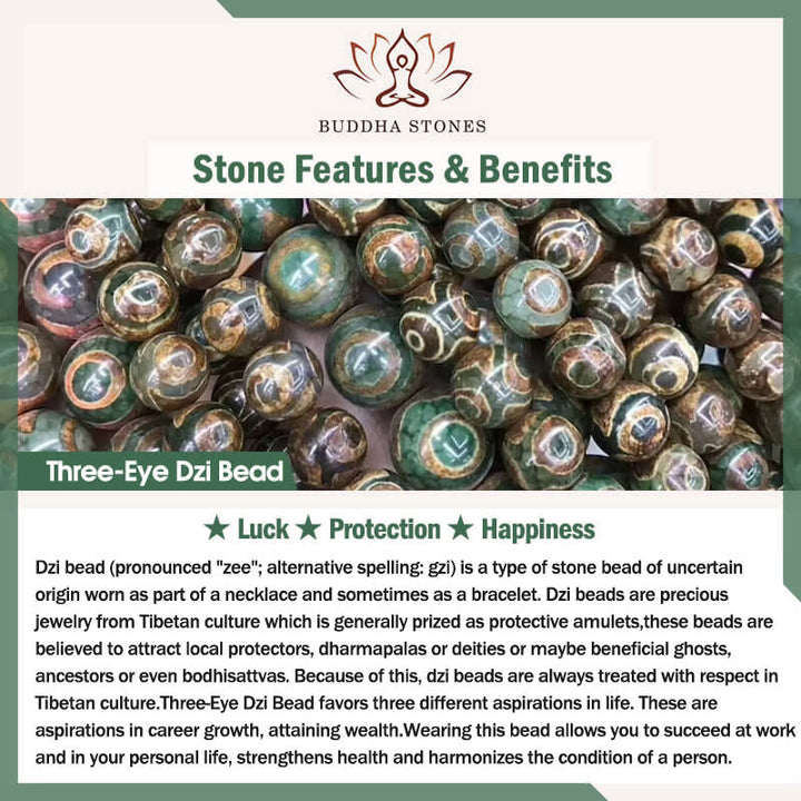 Buddha Stones Tibetan 108 Beads Bodhi Seed Three-eyed Dzi Bead Auspiciousness Mala - image 2
