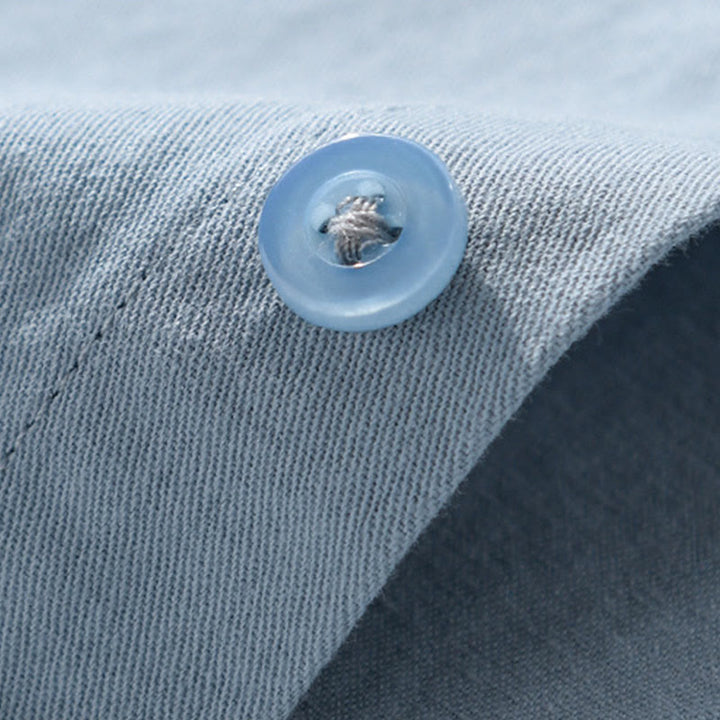 Buddha Stones Casual Solid Buttons Down Decorative Pocket Men's Stand Collar Long Sleeve Cotton Shirt - image 9