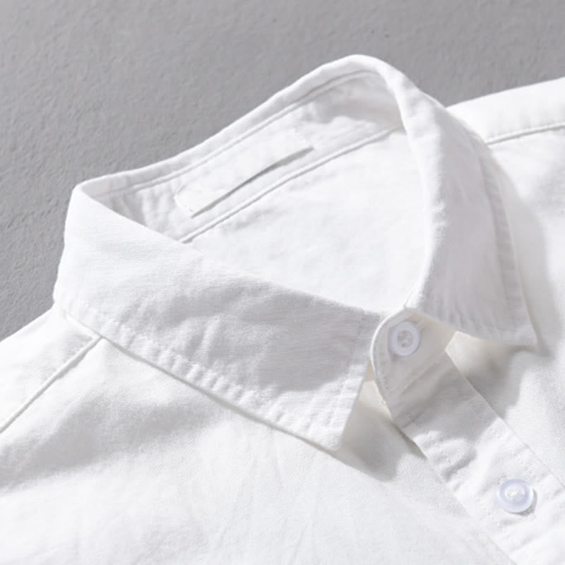 Buddha Stones Casual Solid Buttons Down Decorative Pocket Men's Stand Collar Long Sleeve Cotton Shirt - image 21