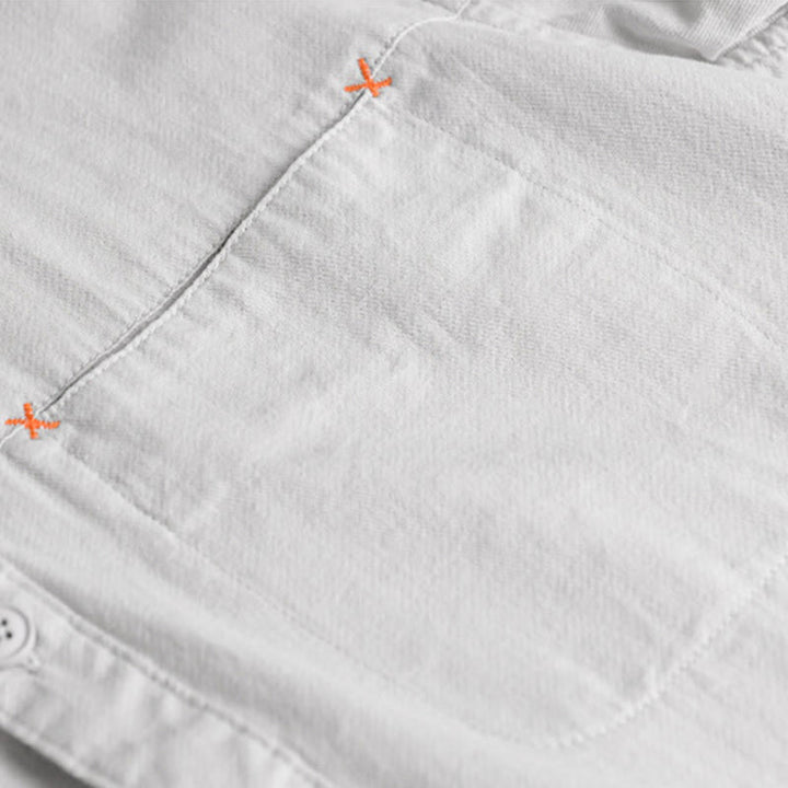 Buddha Stones Spring Solid Buttons Down Decorative Pocket Men's Stand Collar Long Sleeve Cotton Shirt - image 13