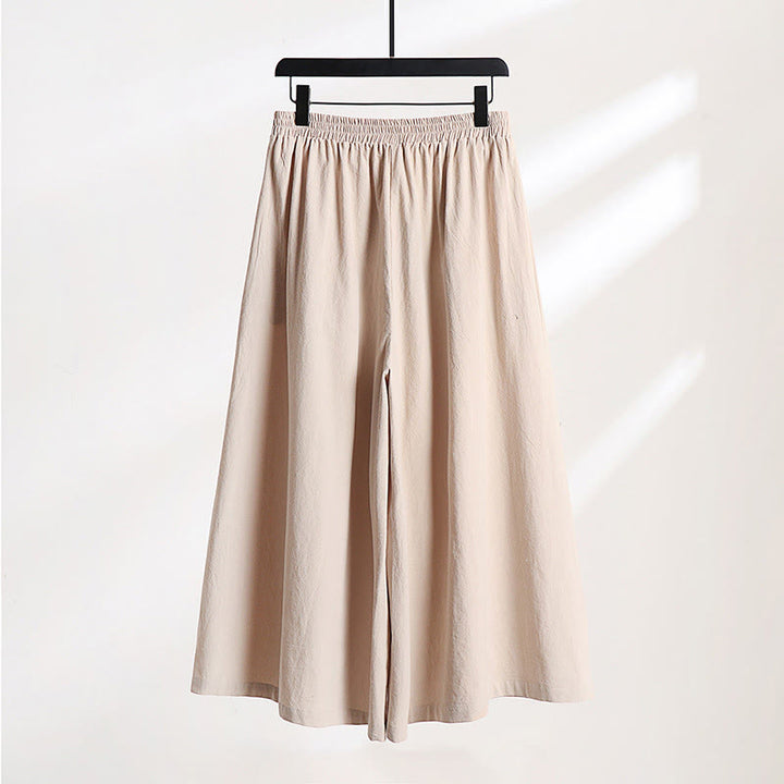 Buddha Stones 2Pcs Fall Lace-up Cotton Kimono Ankle-Length Wide Leg Pants With Pockets Men's Meditation Cloth Set - image 16