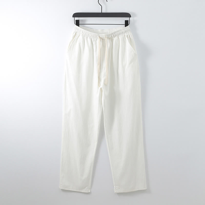 Buddha Stones 2Pcs Fall Lace-up Three Quarter Sleeve Cotton Kimono Drawstring Pants With Pockets Men's Meditation Cloth Set - image 12