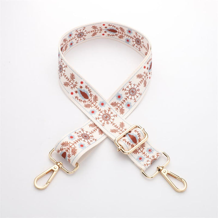 Buddha Stones Boho Flowers Leaves Geometric Jacquard Adjustable Handbags Crossbody Shoulder Bag Straps Replacement - Beige - 70-135cm*3.8cm - image 5