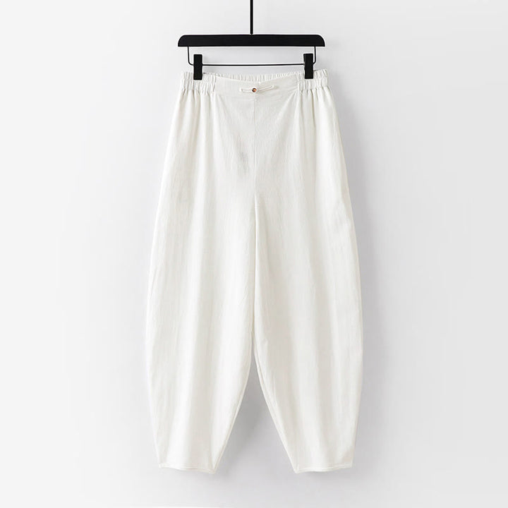 Buddha Stones Summer Plain Straight Leg Men's Cotton Linen Ankle-Length Pants With Pockets - White - US/UK/AU54，EU64 (9XL) - image 10