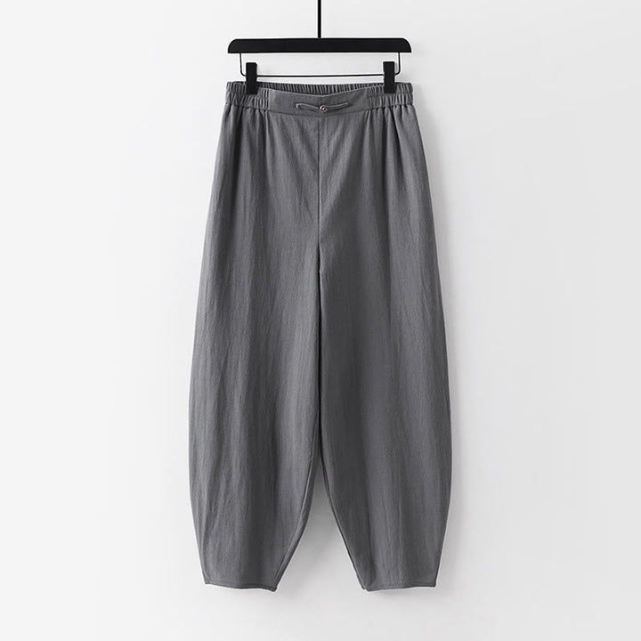 Buddha Stones Summer Plain Straight Leg Men's Cotton Linen Ankle-Length Pants With Pockets - Gray - US/UK/AU54，EU64 (9XL) - image 1