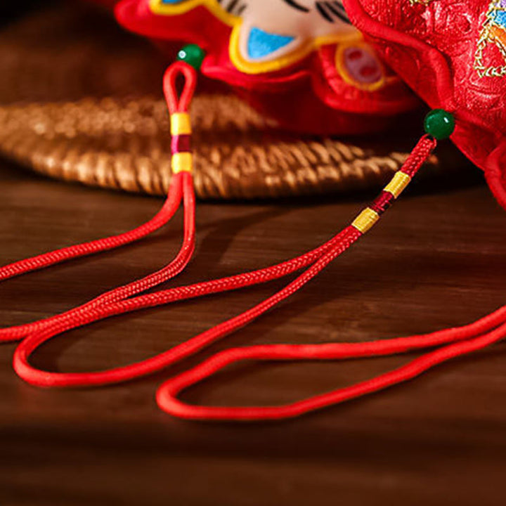 Buddha Stones Embroidery Year Of The Horse Fu Character Copper Coin Shape Red String Hanging Decoration - image 14