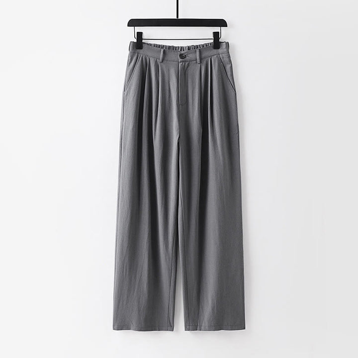 Buddha Stones Spring Fall Plain Straight Leg Men's Cotton Linen Pants With Pockets - Gray - US/UK/AU54，EU64 (9XL) - image 9