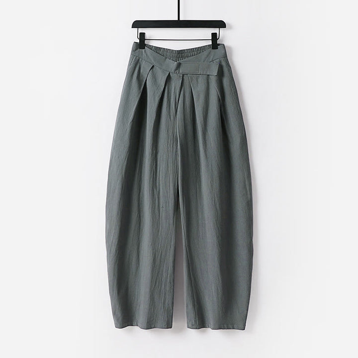 Buddha Stones Plain Straight Leg Zipper Design Men's Cotton Linen Pants With Pockets - Gray - US/UK/AU54，EU64 (9XL) - image 0