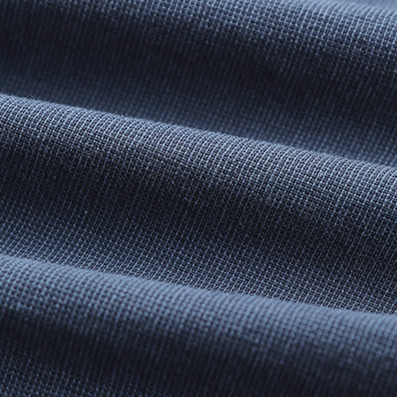 Buddha Stones Simple Solid Color Half Buttons Men's Long Sleeve Cotton Shirt - image 6